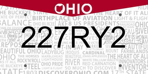 227RY2 Ohio License Plate