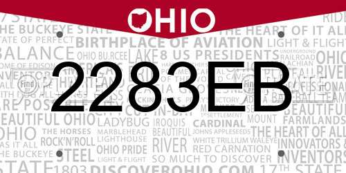 2283EB Ohio License Plate