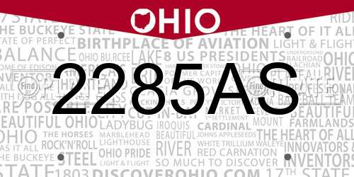 2285AS Ohio License Plate