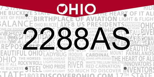 2288AS Ohio License Plate