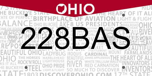 228BAS Ohio License Plate