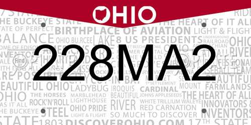 228MA2 Ohio License Plate