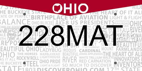228MAT Ohio License Plate