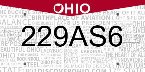 229AS6 Ohio License Plate