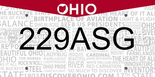 229ASG Ohio License Plate