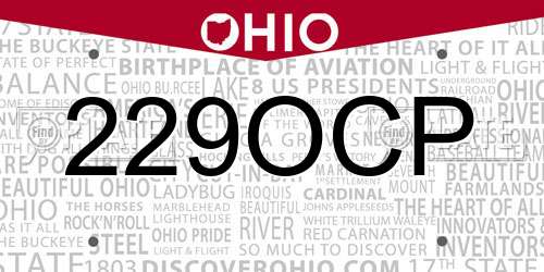 229OCP Ohio License Plate