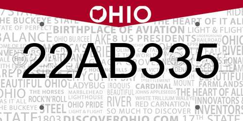 22AB335 Ohio License Plate