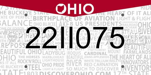 22II075 Ohio License Plate