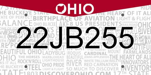 22JB255 Ohio License Plate
