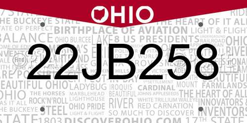 22JB258 Ohio License Plate