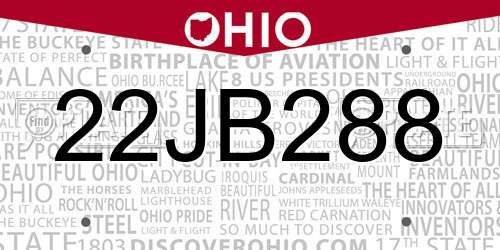 22JB288 Ohio License Plate