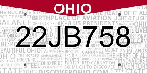 22JB758 Ohio License Plate