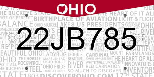 22JB785 Ohio License Plate