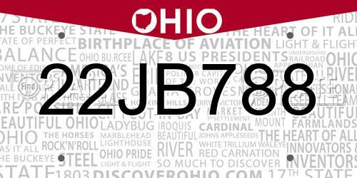 22JB788 Ohio License Plate