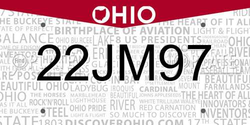 22JM97 Ohio License Plate