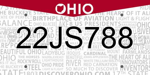 22JS788 Ohio License Plate