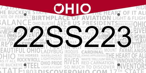 22SS223 Ohio License Plate
