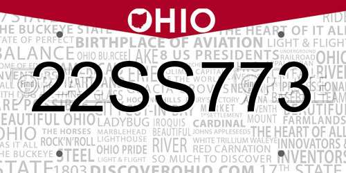 22SS773 Ohio License Plate