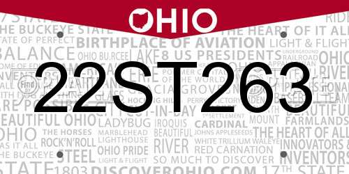 22ST263 Ohio License Plate