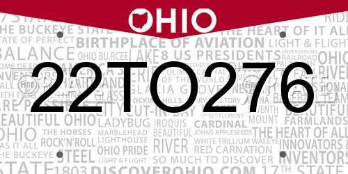 22TO276 Ohio License Plate