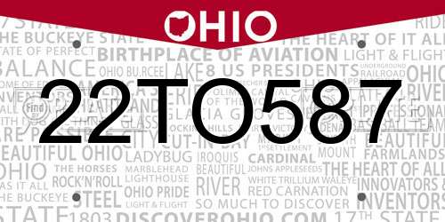 22TO587 Ohio License Plate