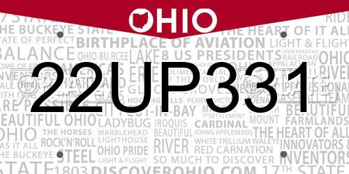 22UP331 Ohio License Plate