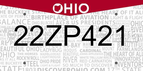 22ZP421 Ohio License Plate