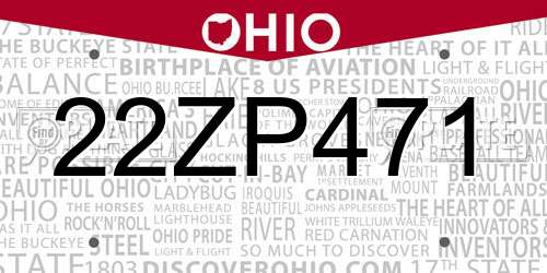 22ZP471 Ohio License Plate