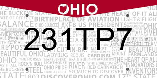 231TP7 Ohio License Plate