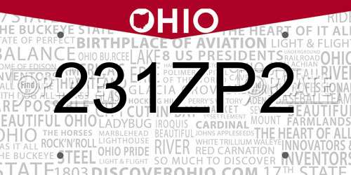 231ZP2 Ohio License Plate