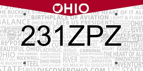 231ZPZ Ohio License Plate
