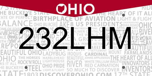 232LHM Ohio License Plate