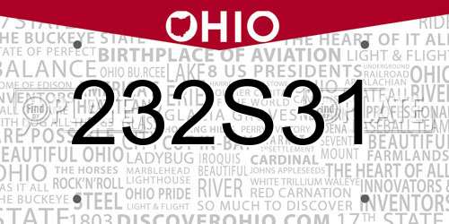 232S31 Ohio License Plate