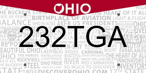 232TGA Ohio License Plate