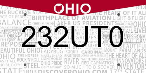 232UT0 Ohio License Plate