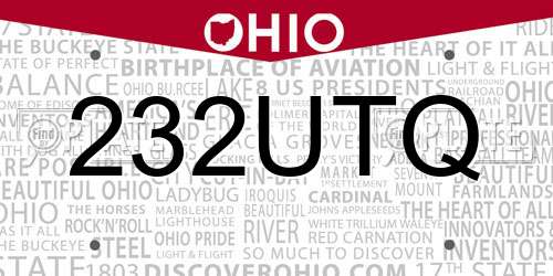 232UTQ Ohio License Plate