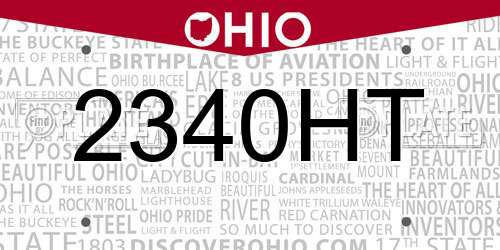2340HT Ohio License Plate