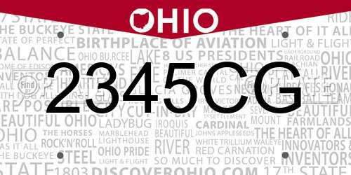 2345CG Ohio License Plate