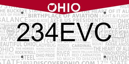 234EVC Ohio License Plate