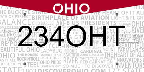 234OHT Ohio License Plate