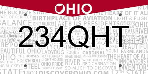 234QHT Ohio License Plate