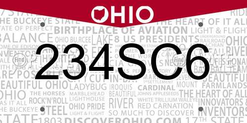 234SC6 Ohio License Plate