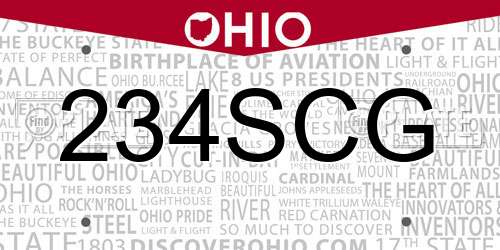 234SCG Ohio License Plate