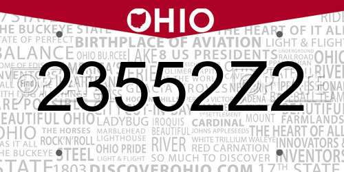23552Z2 Ohio License Plate