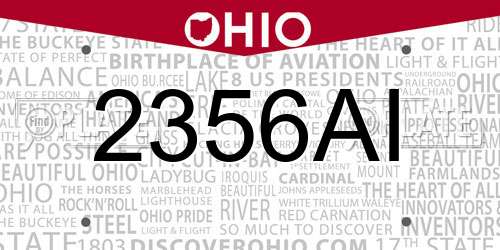 2356AI Ohio License Plate