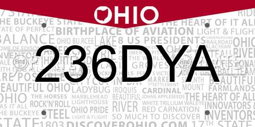 236DYA Ohio License Plate