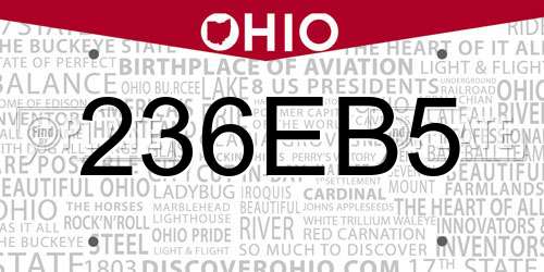 236EB5 Ohio License Plate