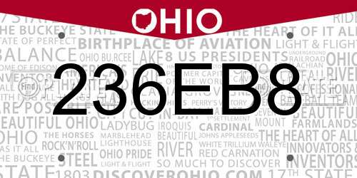 236EB8 Ohio License Plate