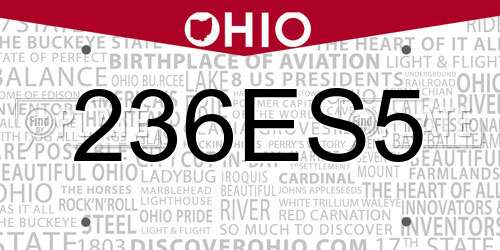 236ES5 Ohio License Plate