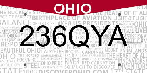 236QYA Ohio License Plate